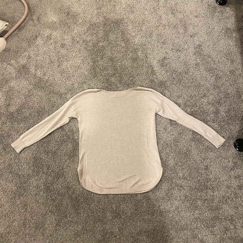 Old Navy Cream Boat Neck Sweater with Long Sleeves